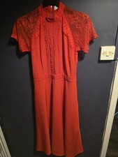 Liquorish Red Lace Sleeve Tea Dress UK Size 10