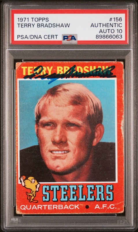 1971 Topps Autographed Terry Bradshaw RC PSA Authentic DNA AUTO 10 #89866063