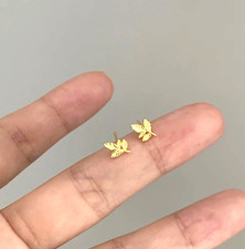Lovely Gold Flower Leaves Stud Earrings