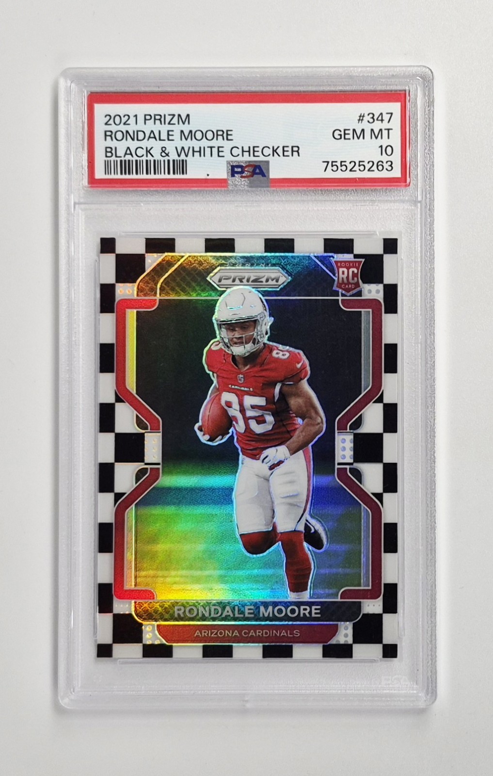 PSA GEM MINT 10 ROOKIE 2021 Prizm Rondale Moore #347 Black & White Checker Prizm