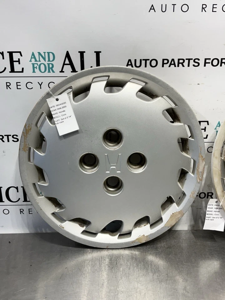 1996-2000 Honda Civic Hubcap Wheel Cover 14” Silver SET OF 2 OEM READ - Image 2 of 4