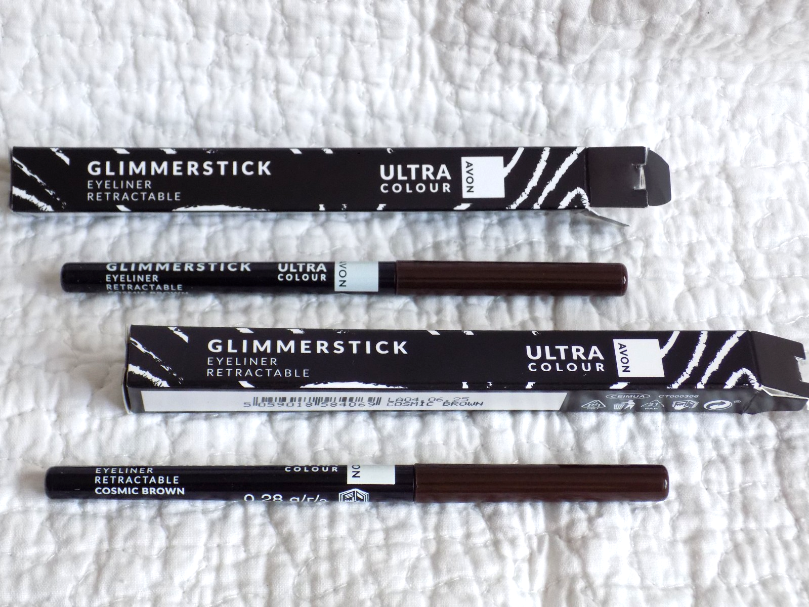 AVON 2 x ULTRA COLOUR GLIMMERSTICK RETRACTABLE EYELINERS ~ COSMIC BROWN ~ *NEW*