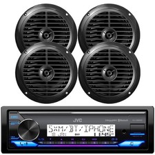JVC KD-X38MBS 1 DIN Bluetooth USB LED Stereo Receiver, 4x 6.5" Speakers