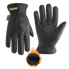 HANDLANDY Winter Leather Work Gloves, Warm Cowhide Gloves for Cold Weather