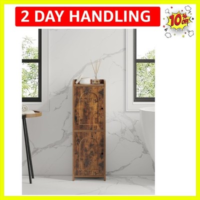 Bathroom Storage Cabinet, Small Corner Floor Cabinet with 2 Doors and Adjusta...