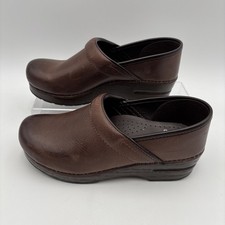 Dansko Professional Clogs Womens EU 38 Brown Leather Slip On Wedge Shoes EUC