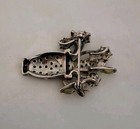 925 Sterling Flower Marcasite Baskt Brooch/Pndnt w/Peridot & Multicolor Gemstone — photo 10