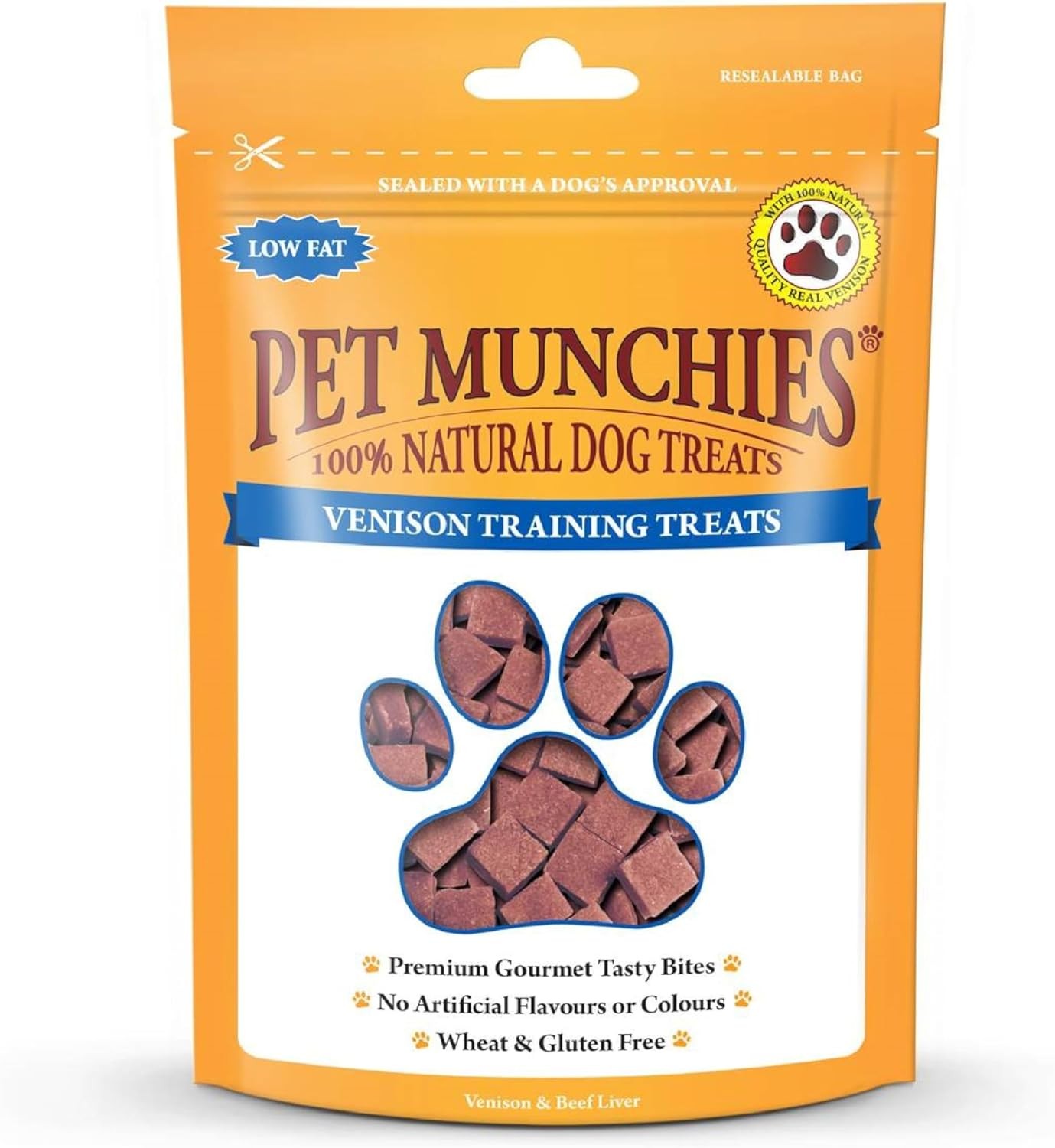 Pet Munchies Venison & Beef Liver Dog Training Treats, Grain Free Tasty Bites w