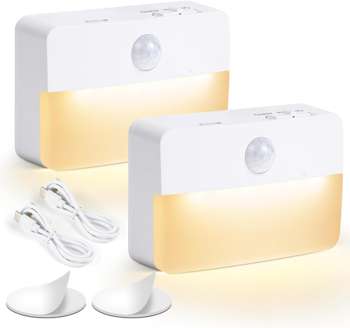 Luce notturna a LED da 3 pezzi, Lampada notturna da parete autoadesiva con sensore di movimento e sensore di luce, Luce notturna a LED per bambini per cameretta, camera da letto, garage