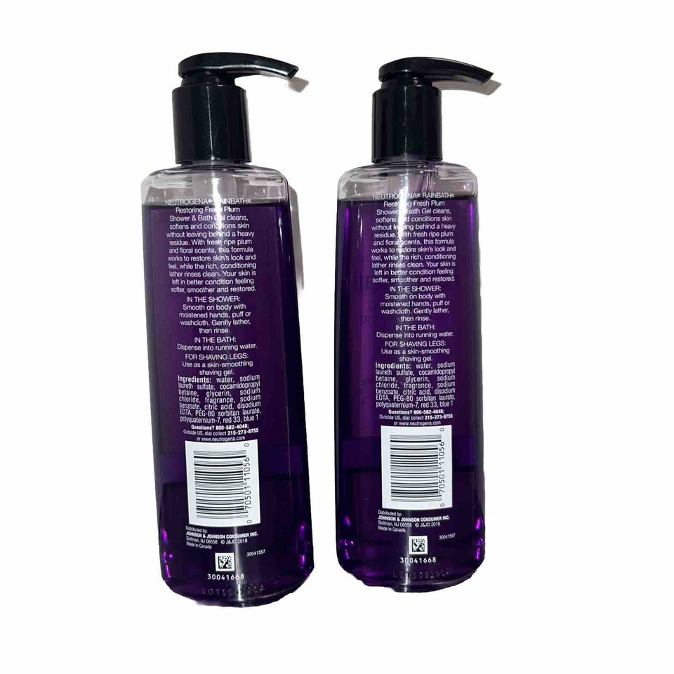 2 x Neutrogena Rainbath Restoring Shower & Bath Gel Fresh Plum Scent, 8