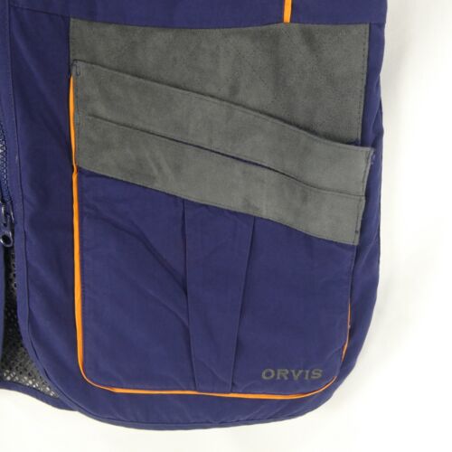 ORVIS Men's Blue Gray M Suede Vest Field Hunting Shooting Clay Target Utility - Picture 5 of 14