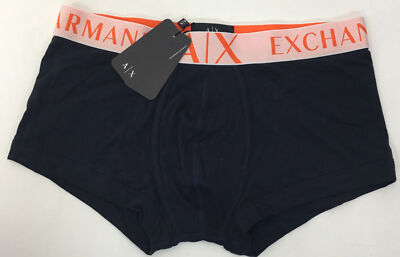 Armani Exchange Men's Stretch Cotton Trunk Black&Orange X-Large