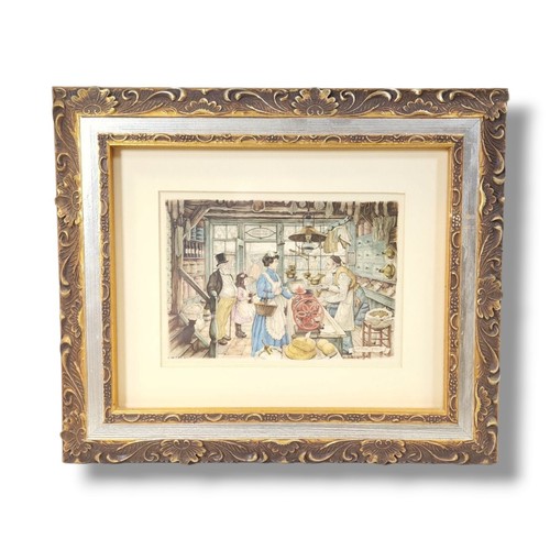 Grocery Store Market Anton Pieck 1966 Print D.A.C., N.Y. VTG Hobby Lobby Frame