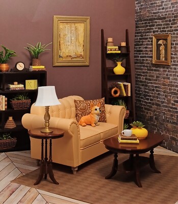  brown COFFEE & SIDE TABLE SET living room FURNITURE ACCESSORY 1/6 for BARBIE