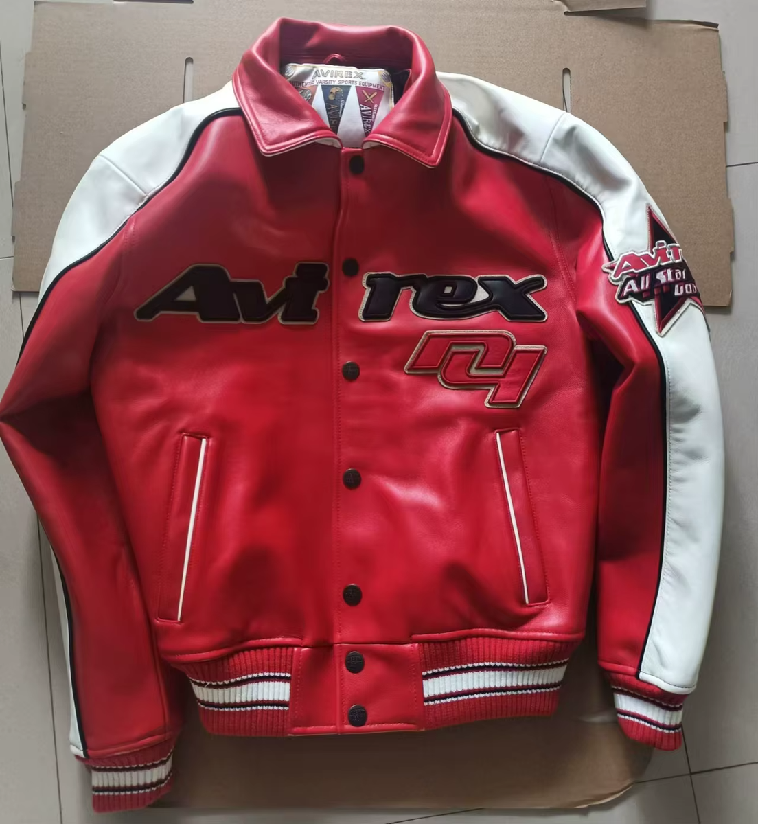 AVIREX NEW RED ALL STAR GOALERS leather jacket AUTHENTIC | eBay