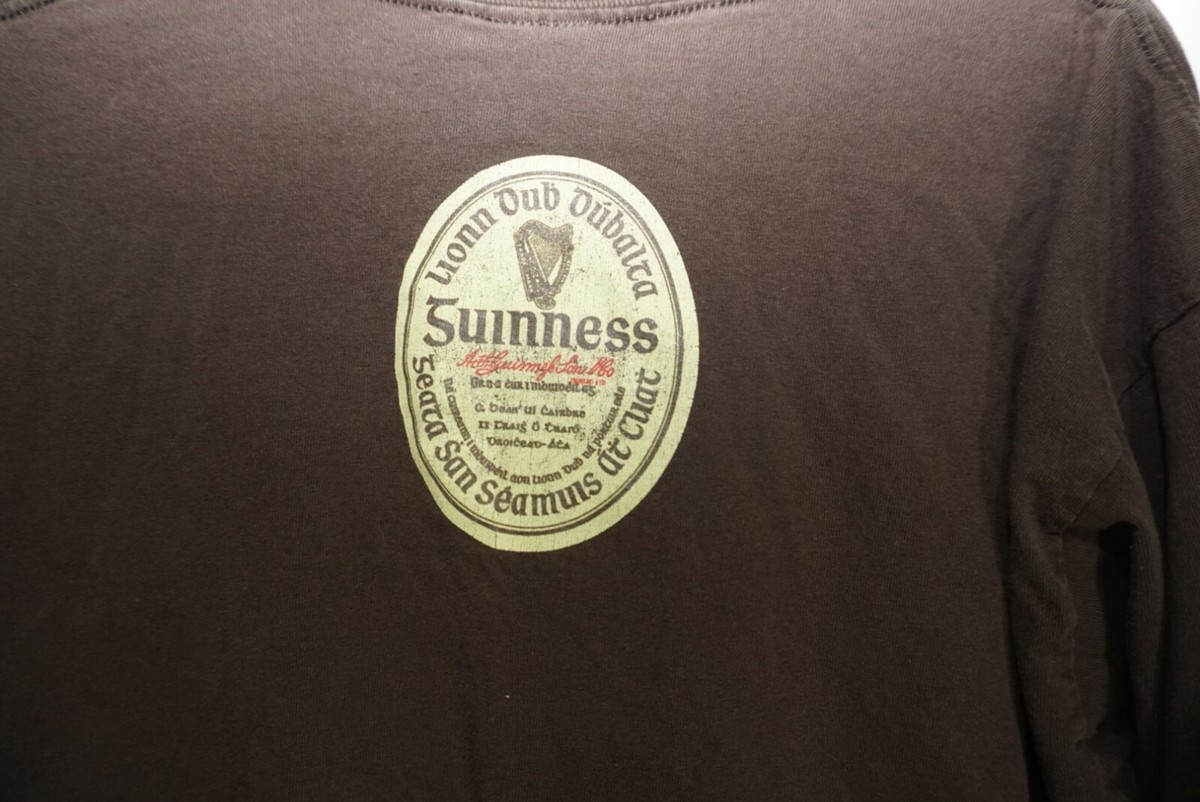 Guinness Dublin Ireland Brown Long Sleeve T-Shirt Shirt L Large  