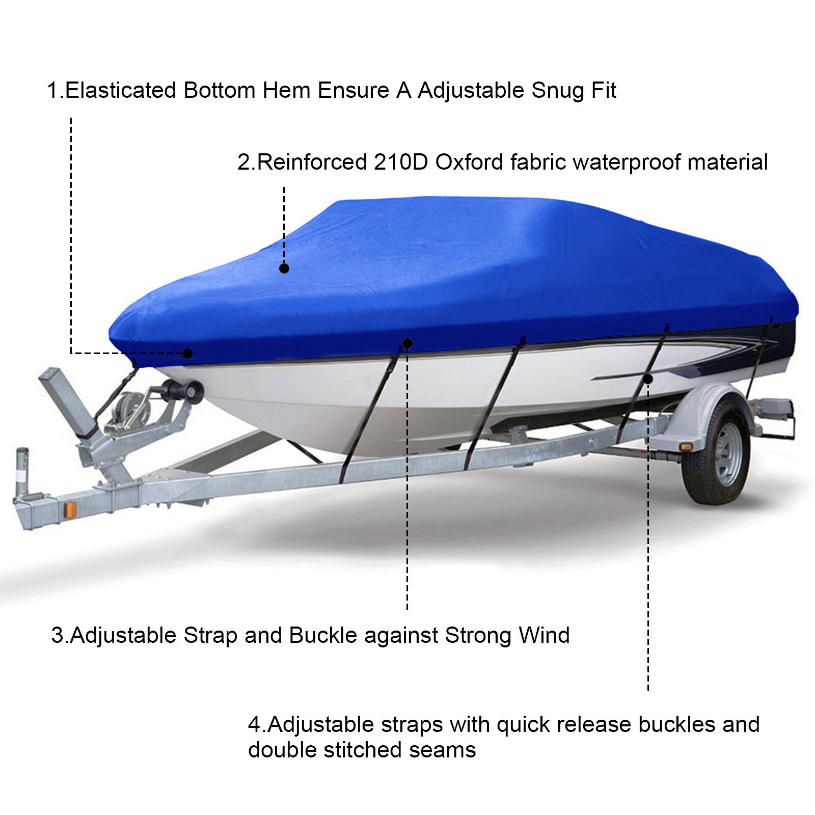 2022ft Heavy Duty Boat Cover Waterproof Fish Ski Speedboat Dinghy V