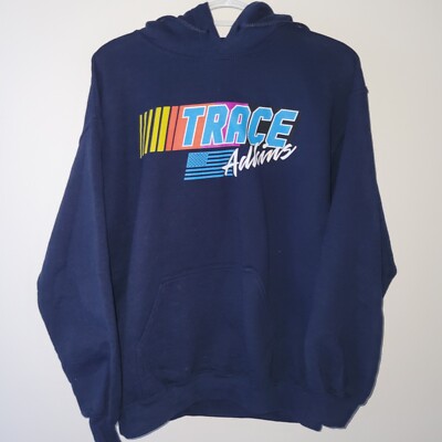 Trace Adkins Nascar Collaboration Hoodie Size Medium Blue Hooded Pocket