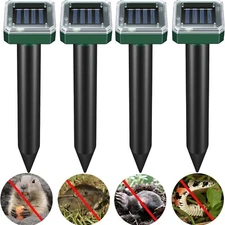 Mole Repellent 4 Pack Ultrasonic Solar Powered Animal Repellent for Outdoor Lawn