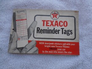 TEXACO OIL COMPANY OIL CHANGE REMINDER TAGS  BOOK