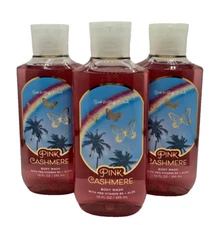 Bath & Body Works LOT 3 Pink Cashmere Body Wash Shower Gel 10 oz Jasmine Musk