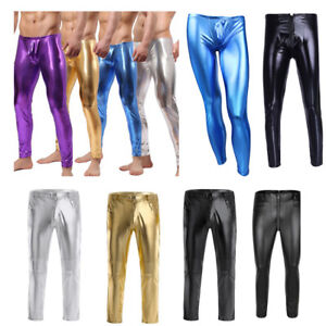 Wetlook Glanz Herren Kunstleder Hose Leggings Lange Hosen Clubwear Unterwasche Ebay