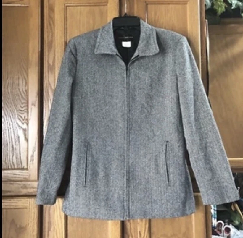 Harris Wallace Women’s Collared Full Zip Wool Blend Tweed Jacket Pockets Size 4 - Image 2 of 4