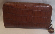 Emporio Armani Croc-Embossed Leather Wallet Clutch Zip Around