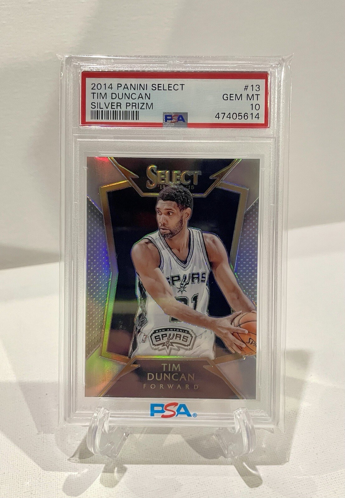 Tim Duncan 2013-2014 Select Silver Prizm #13 PSA 10 Gem Mint Low Pop /12 view 2
