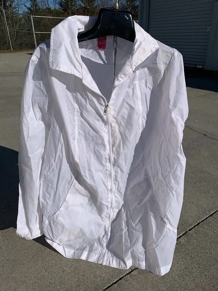 ЖЕНЩИНА внутри все белый нейлона ветровка куртка Blazer женщин Sz L 👗gn1-m12 - Изображение 4 из 4