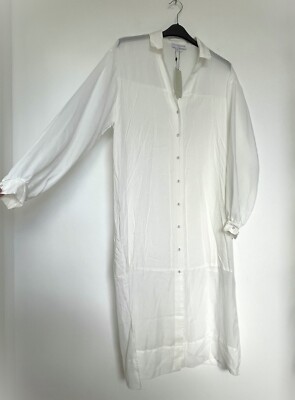 NEU Never Fully Dressed Blusenkleid M Weiß Midi Longline Lila Shirt