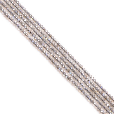 13" Strand Of 2.5mm Natural Coated Labradorite Faceted Round Beads - AAA Quality, 0.5mm Hole