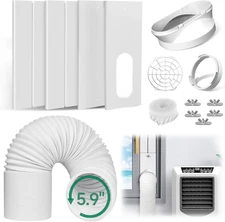 Portable Air Conditioner Window Vent Kit, with 5.9 Exhaust Hose, 4 Slide Seal Pl