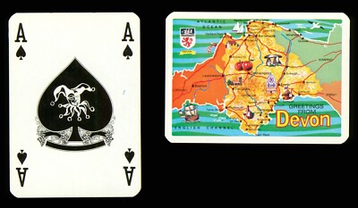 1 x Spielkarte Grüße aus Devon Karte Wahrzeichen - Ace of Spades   P0 99