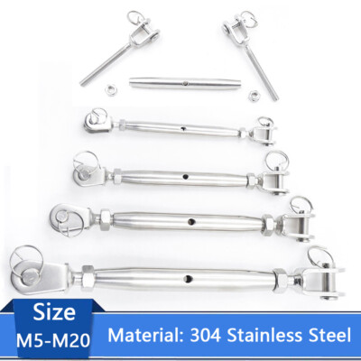 M5-M20 Stainless Steel Turnbuckle Jaw Wire Rope Fork Rigging Screw Bottle Screws