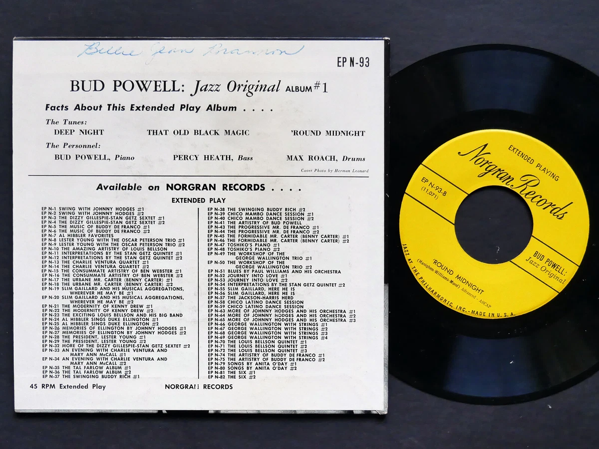 BUD POWELL Jazz Original Album Vol. 1 NORGRAN EP N 93 Max Roach