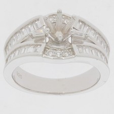 Sterling Silver Semi Mount Ring Setting Round RD 5X5mm Wedding Ring