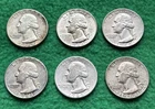 US Silver Quarter Lot - 6 Coins - All Silver 64’s - 90% Silver - Nice Detail!