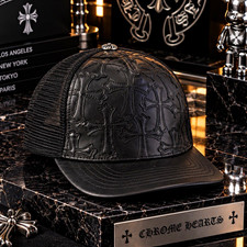 Chrome Hearts Black Cross Embroidered Mesh Ba...