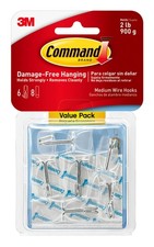 Medium Clear Wire Toggle Hooks, 6 Wall Hook and 8 Strips, Damage-Free Hanging... 1.09 per strip