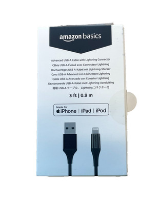 Amazon Basics USB-A to Light-ning Charger Cable, Black, 3 Feet (E837)