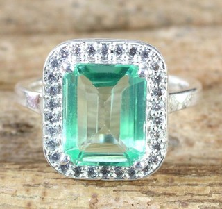 11.72 Ct Natural Emerald Cut Bi Color Parti Sapphire Gemstone Ring Tariff Free