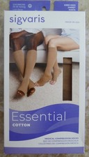 SIGVARIS ESSENTIAL 232CSO66 Cotton COMPRESSION SOCKS 20-30mmHg KNEE HIGH BEIGE