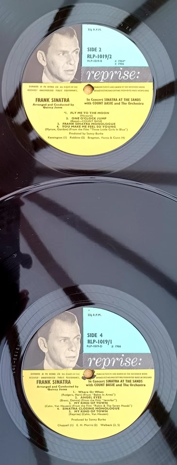" FRANK SINATRA' AT THE SANDS " SUPERB NMINT TRICOLOUR LABELLED UK DOUBLE LP pg - Image 3 of 4