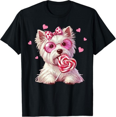 Westie Dog Valentines Day Dog Mom Westie Dad Candy Sucker T-Shirt for Men Women