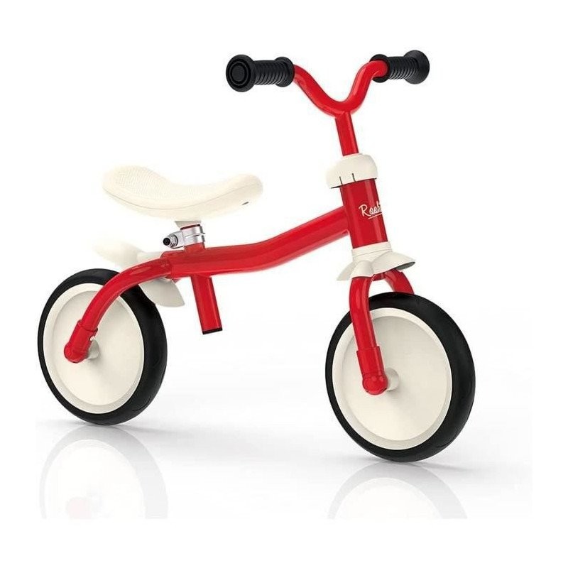 Draisienne Rookie Smoby, vélo enfant léger en métal rouge avec selle réglable