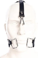 PU Leather belt open mouth gag metal hook nose hooks Bondage Restraints