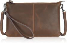 Genuine Leather Wristlet Clutch Wallet Purses Small Crossbody Bags for Women wit
