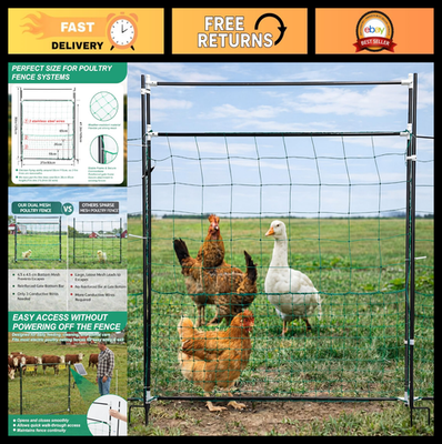 #ad #ad Electric Poultry Netting Gate 50quot; H x 37quot; L Portable Chicken Fence Kit for Yar $179.99