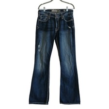 Bke Fulton Bootcut Embroidered Pocket Jeans Mens 30r Dark Wash Western Cotton